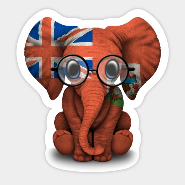 Baby Elephant with Glasses and Bermuda Flag Sticker by jeffbartels